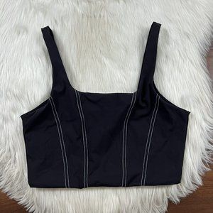 Carbon38 Size Small Black Contrast Stitch Sports Bra